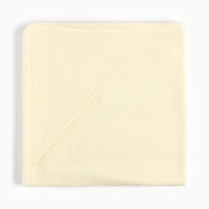 фото Полотенце-уголок махровый "крошка я" 85х85 см, цвет молочный, 340 г/м, 100% хлопок