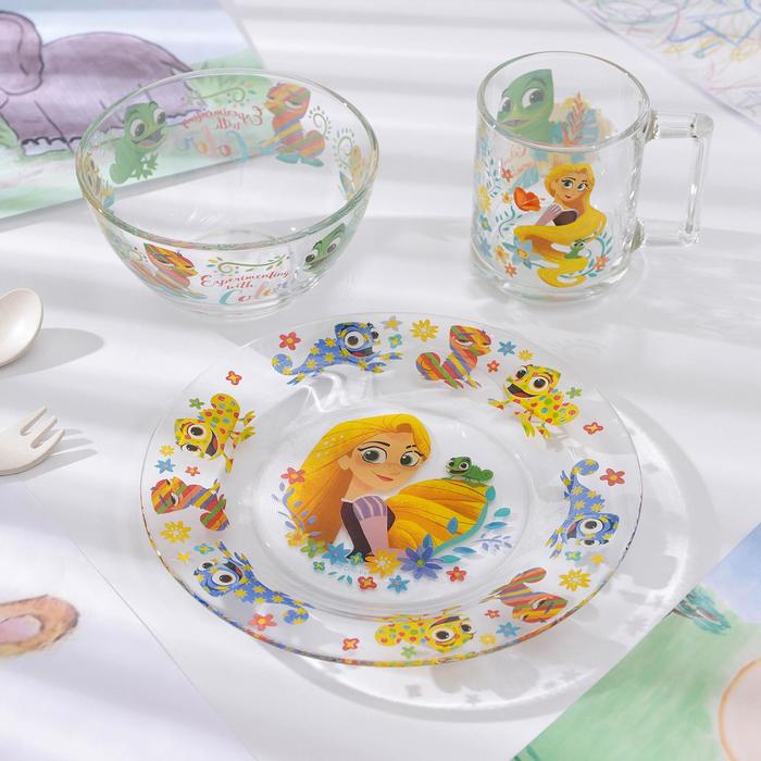 Набор посуды детский «Рапунцель», 3 предмета: кружка 250 мл, салатник d=12,7 см, тарелка d=19,6 см