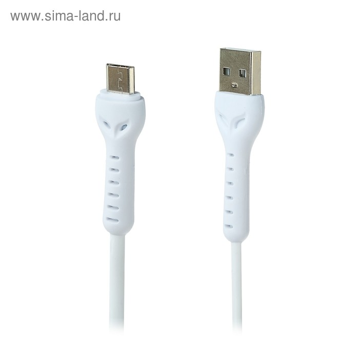 Кабель LuazON, micro USB - USB, 1 А, 1 м, усиленный штекер, белый