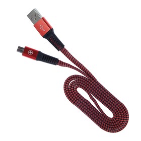 

Кабель LuazON, micro USB - USB, 1 А, 1 м, оплётка нейлон, плоский, красный