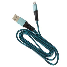 

Кабель LuazON, micro USB - USB, 1 А, 1 м, оплётка нейлон, плоский, синий