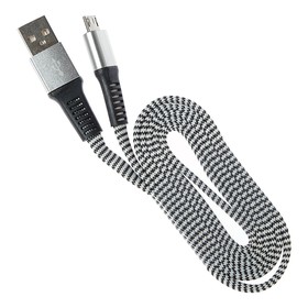 

Кабель LuazON, micro USB - USB, 1 А, 1 м, оплётка нейлон, плоский, черно/белый МИКС