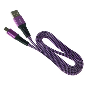 

Кабель LuazON, micro USB - USB, 1 А, 1 м, оплётка нейлон, плоский, фиолетовый