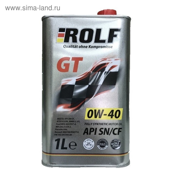 Масло моторное Rolf GT 0W-40, SN/CF, синтетическое, 1 л масло моторное rolf gt 5w40 синтетическое 1 л