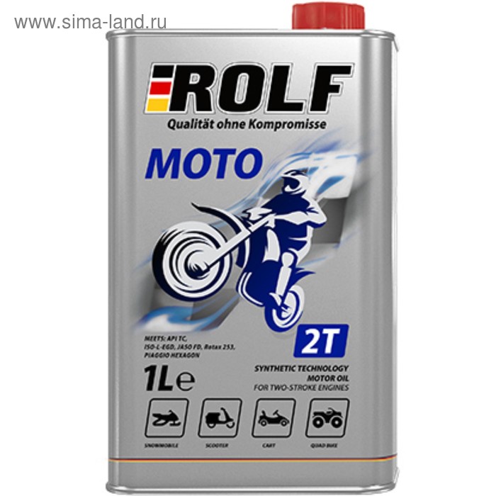 Масло моторное, Rolf Moto, для 2T мотоциклов, п/синтетическое, 1 л масло моторное синтетическое gazpromneft мото 2t 1 л