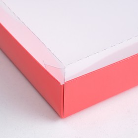 

Коробка картонная с прозрачной крышкой, алый, 26 х 21 х 3 см