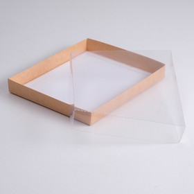 Коробка картонная с прозрачной крышкой, крафт, 26 х 21 х 3 см от Сима-ленд