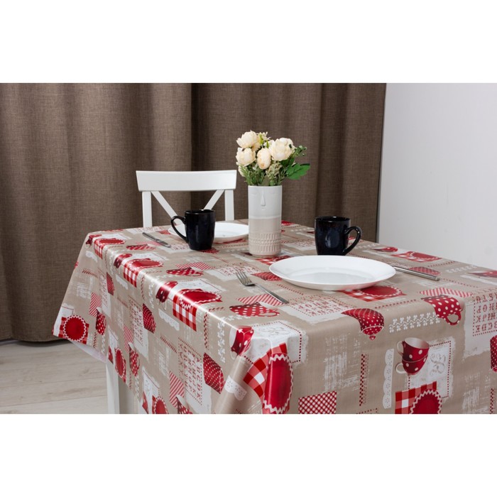 

Клеёнка Camelia «Чашки в горошек», 140 см, рулон 20 пог. м