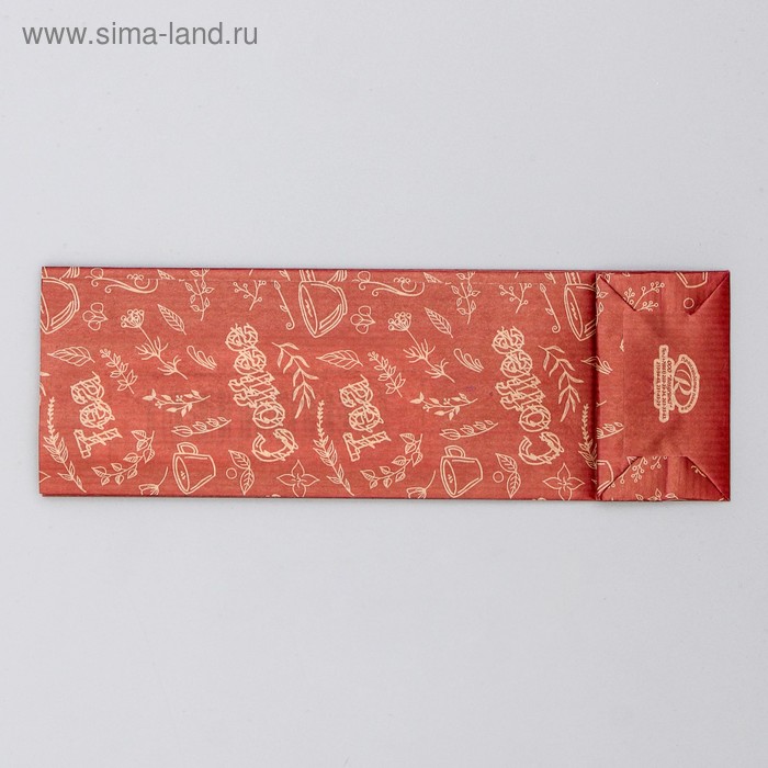 Пакет бумажный фасовочный Coffee&Tea, бордовый, крафт-полоска, 7 х 4 х 21 см