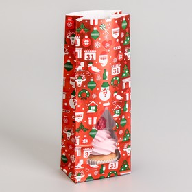 Пакет бумажный фасовочный "Новогодний с окном", 10 х 6 х 26 см
