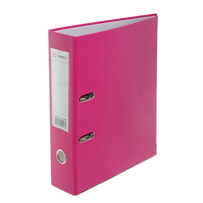 Папка-регистратор А4, 80 мм, Lamark, полипропилен, металлическая окантовка, карман на корешок, собранная, розовая