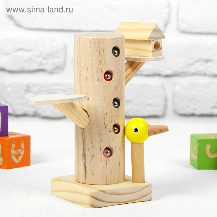 

Развивающая игра "Достань червячка из дерева" 20,5×9×9 см, 10 червячков