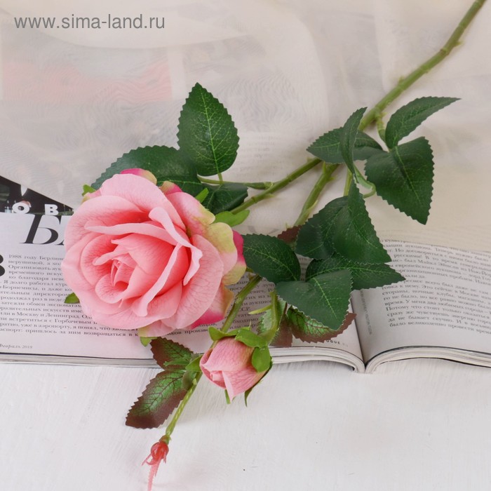 Цветы искусственные Роза душистая 9х50 см, розовый цена и фото
