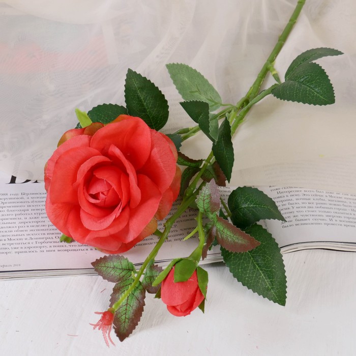 Цветы искусственные "Роза душистая" 9х50 см, красный
