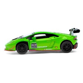

Машина металлическая Lamborghini Huracán LP620-2 Super Trofeo, 1:36, открываются двери, инерция, цвет зелёный
