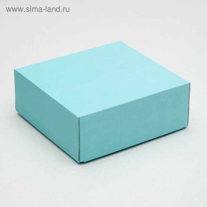 

Коробка сборная, крышка-дно, голубая, 14,5 х 14,5 х 6 см