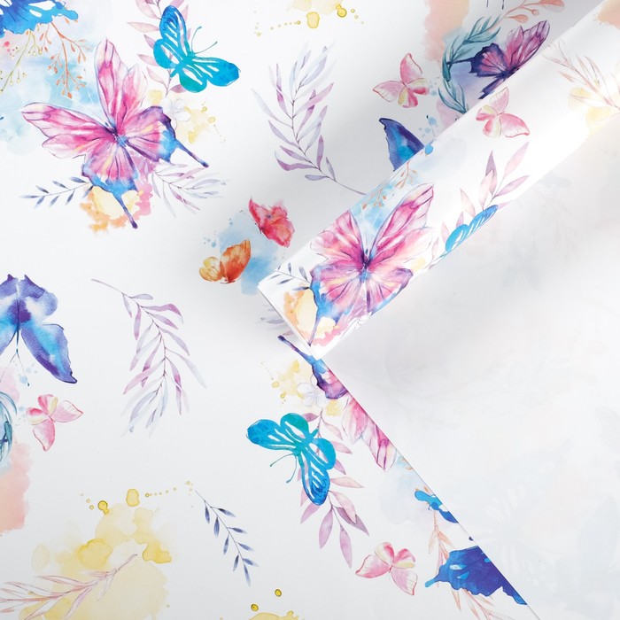 Бумага глянцевая «Акварельные бабочки», 70 × 100 см