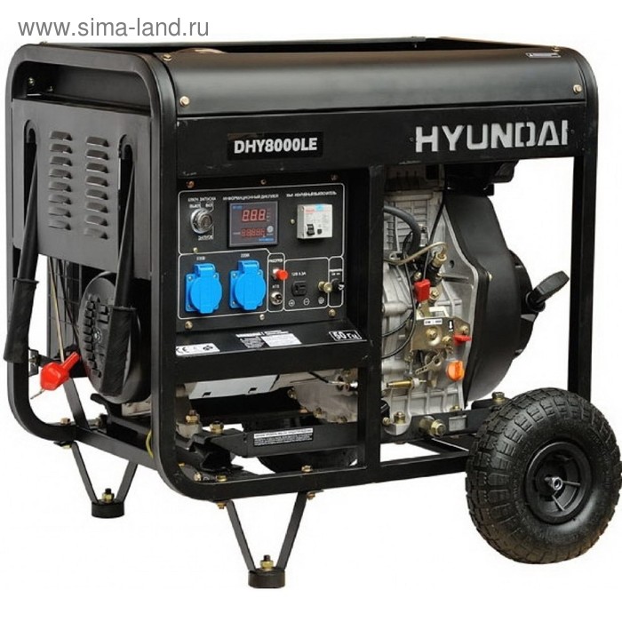 Генератор дизельный Hyundai DHY 8000SE, 5.5 кВт, 220 В, ручной/электростартер, открытый тип   471152