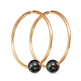 

Серьги-кольца "Гематит" 2,6 см, d=1,3 см, позолота