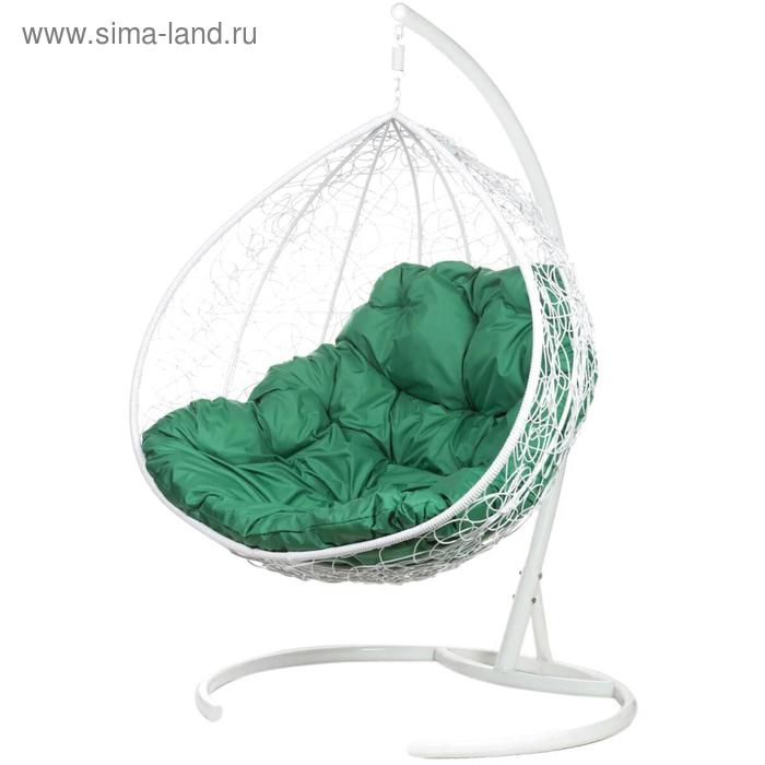цена Двойное подвесное кресло, 195 × 135 × 75 см, white (зелёная подушка), «Gemini promo»