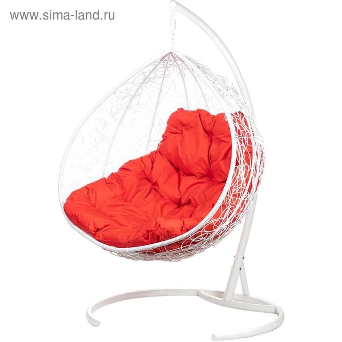 цена Двойное подвесное кресло, 195 × 135 × 75 см, white (красная подушка), «Gemini promo»