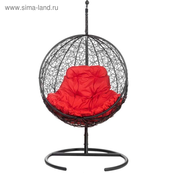 фото Подвесное кресло "kokos» black, красная подушка, стойка 195*95*75 см bigarden