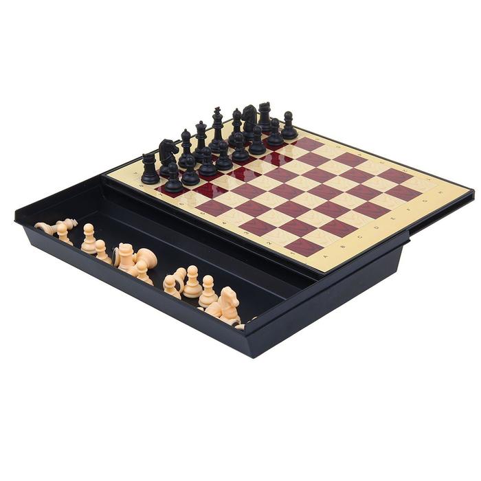 Игра настольная "Шахматы" с ящиком, магнитные в коробке 24х18 см