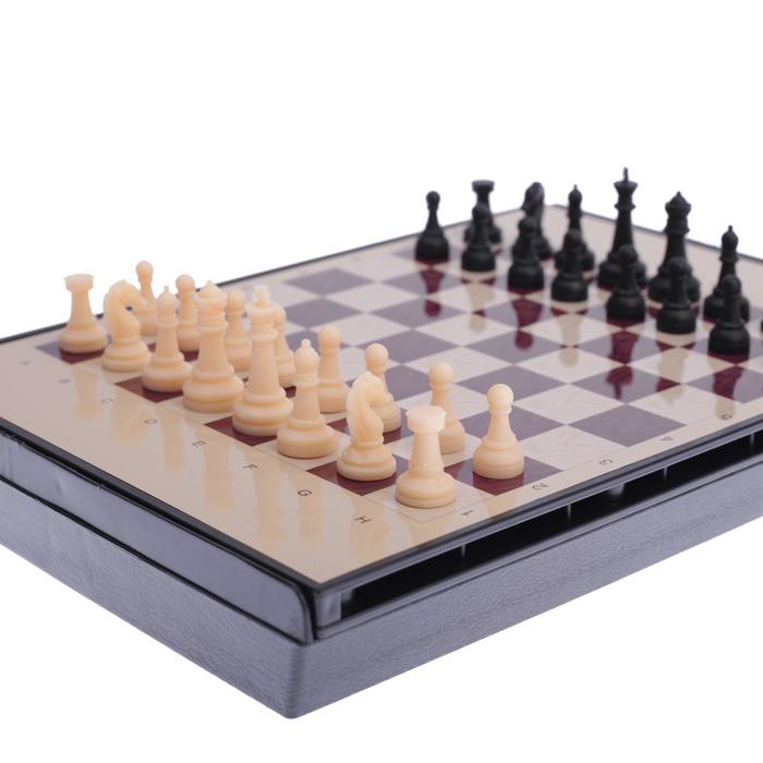 Игра настольная "Шахматы" с ящиком, магнитные в коробке 24х18 см