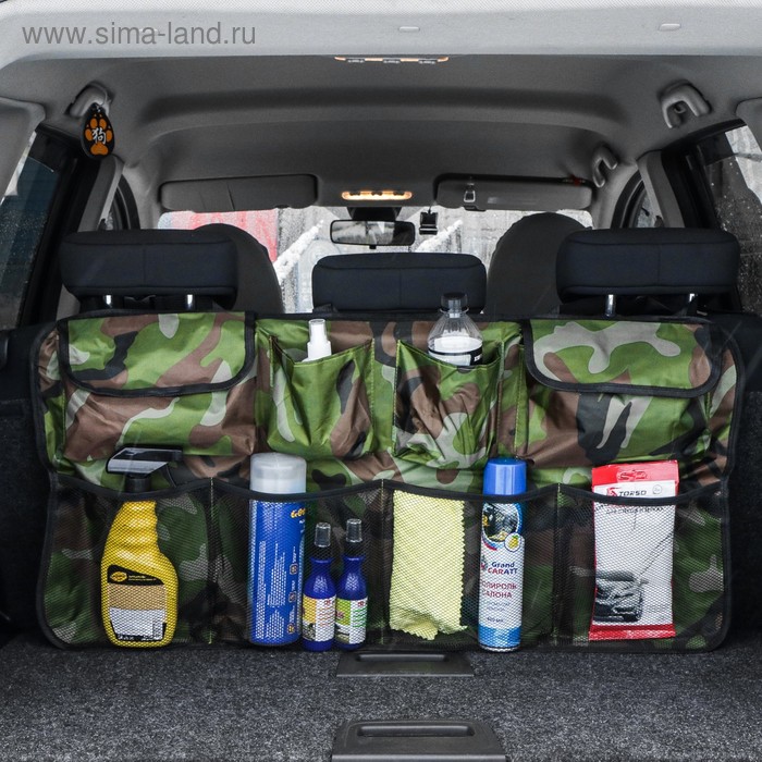 фото Органайзер в багажник автомобиля на спинку сиденья, 88х46 см, 8 карманов, камуфляж