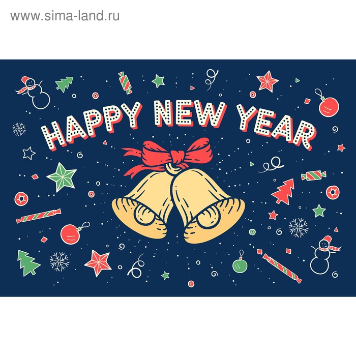 

Фотобаннер, 300 × 200 см, с фотопечатью, люверсы шаг 1 м, «Happy NY», Greengo