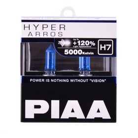 

Лампа автомобильная PIAA HYPER ARROS 5000K, H7, 12В, 55 Вт, 2 шт, HE-923-H7
