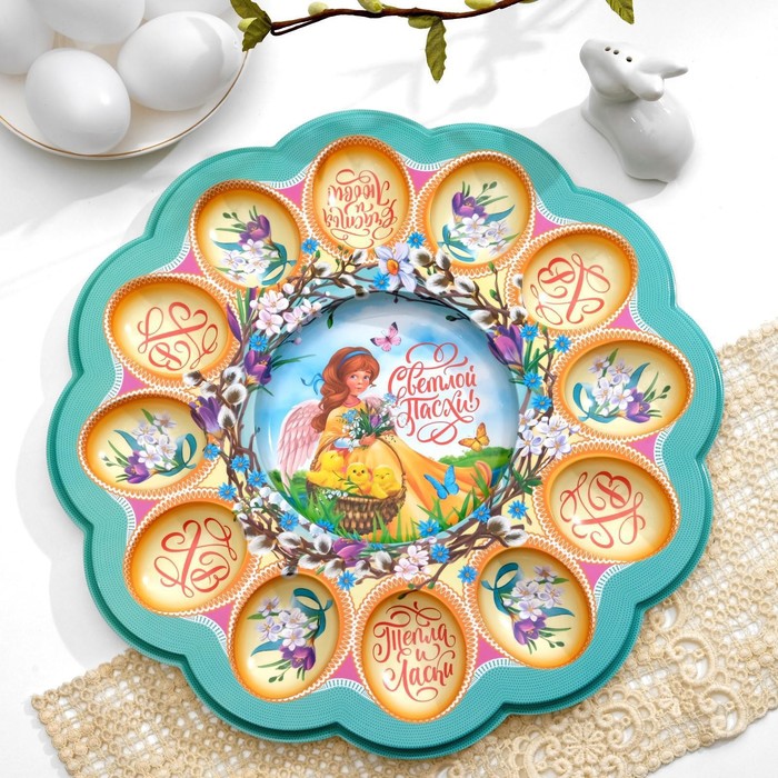 фото Пасхальная подставка «ангел с цыплятами», на 12 яиц и кулич семейные традиции