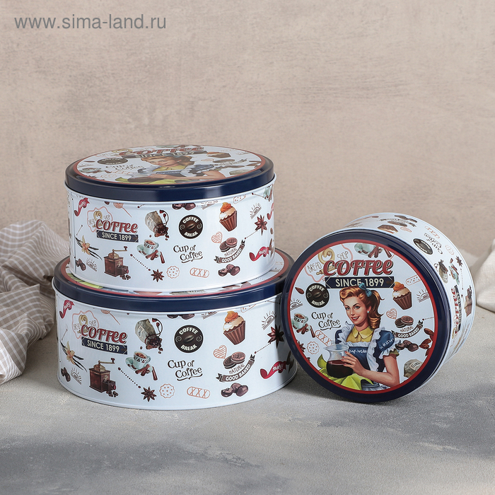 

Набор банок для сыпучих продуктов Coffee, 20×9/16,5×8/13,5×7 см, 3 шт