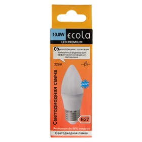 

Лампа светодиодная Ecola candle LED Premium, 10 Вт, E27, 6000 K, свеча, 100x37 мм