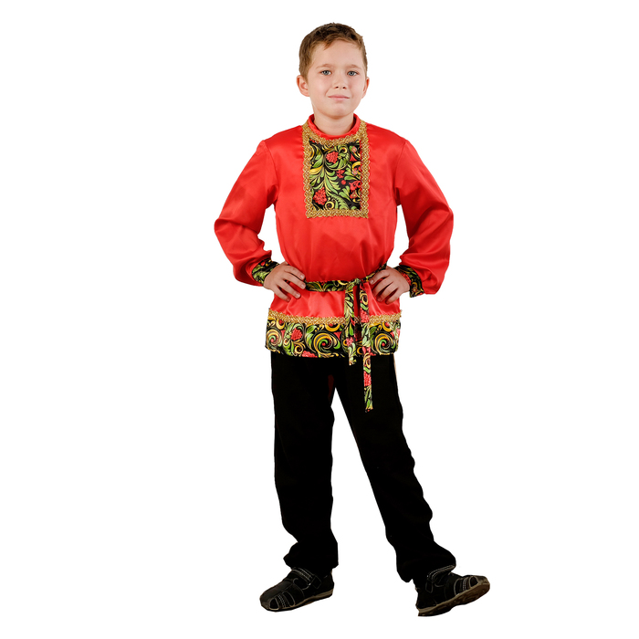 Карнавальная рубаха для мальчика «Рябинка» со вставкой, р. 32, рост 122-128 см