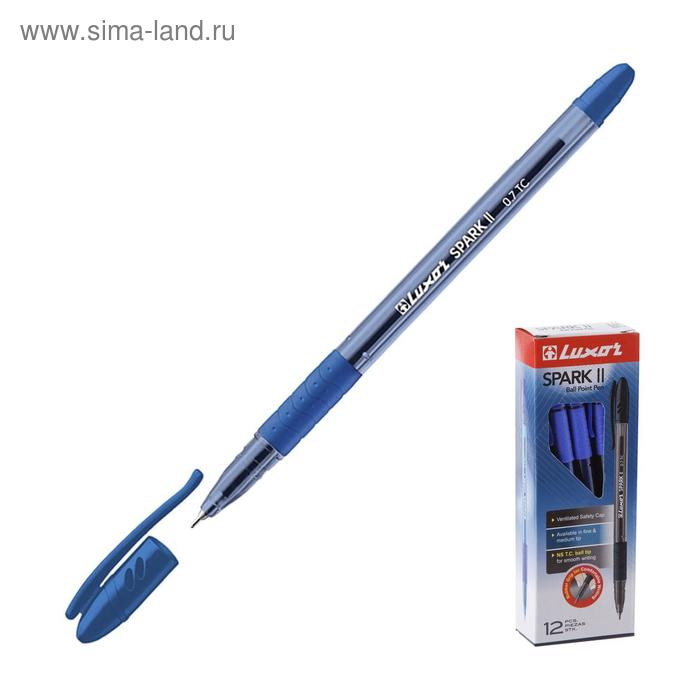 Ручка шариковая Luxor Spark II синяя, 0,7мм, грип 31072/12 Bx