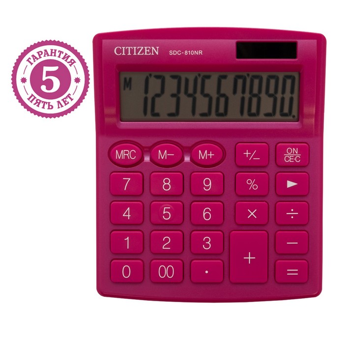 Калькулятор настольный Citizen 10-ти разрядный 102 х 124 х 25 мм, 2-е питание, розовый