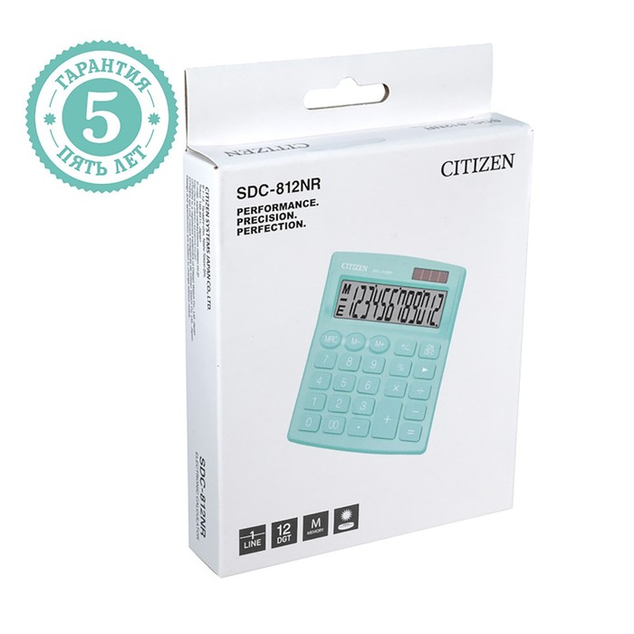 Калькулятор настольный Citizen 12 разр 127*105*21мм, 2-е питание, зел SDC812NRGNE