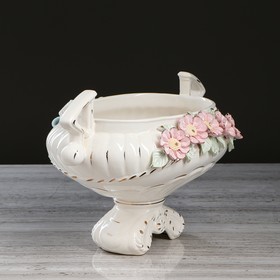 

Конфетница "Ладья", белая, цветная лепка, керамика, 25 см, микс