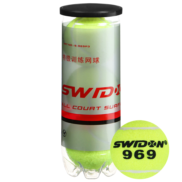 Набор мячей для большого тенниса SWIDON 969 тренировочный, 3 шт. мяч для большого тенниса teloon 4 шт в тубе тренировочный стандарт 801т р4 желтый