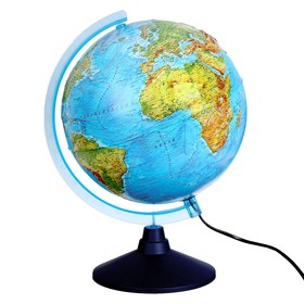 Интерактивный глобус физико-политический рельефный, диаметр 320 мм, с подсветкой, очки в комплекте