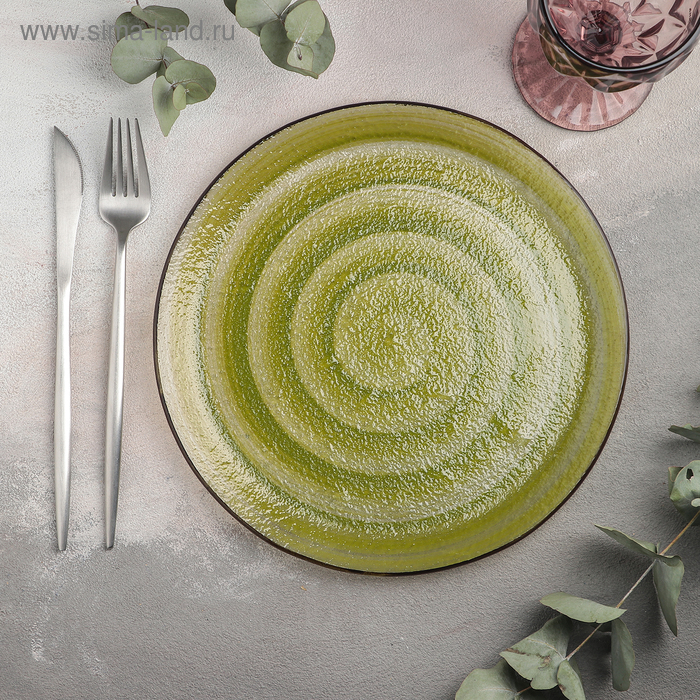 Тарелка обеденная «Карамель», 25 см, цвет зелёный