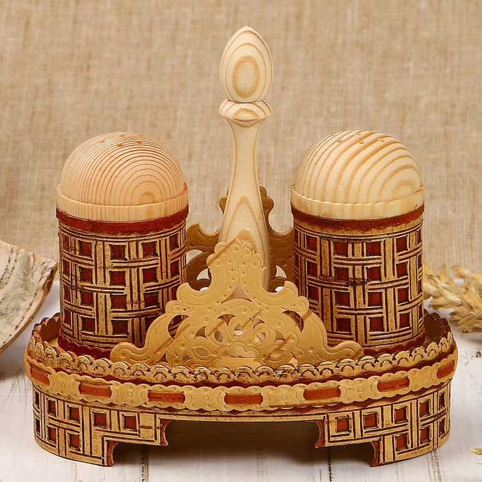 Набор для специй «Столовый», 3 предмета, береста