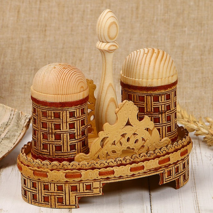 Набор для специй «Столовый», 3 предмета, береста