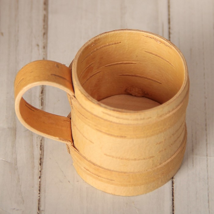 Кружка маленькая, 5×4,5×4,5 см, береста