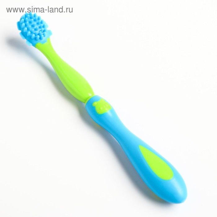 фото Детская зубная щетка-массажер с силиконовыми щетинками, от 6 мес., цвет зеленый/голубой крошка я
