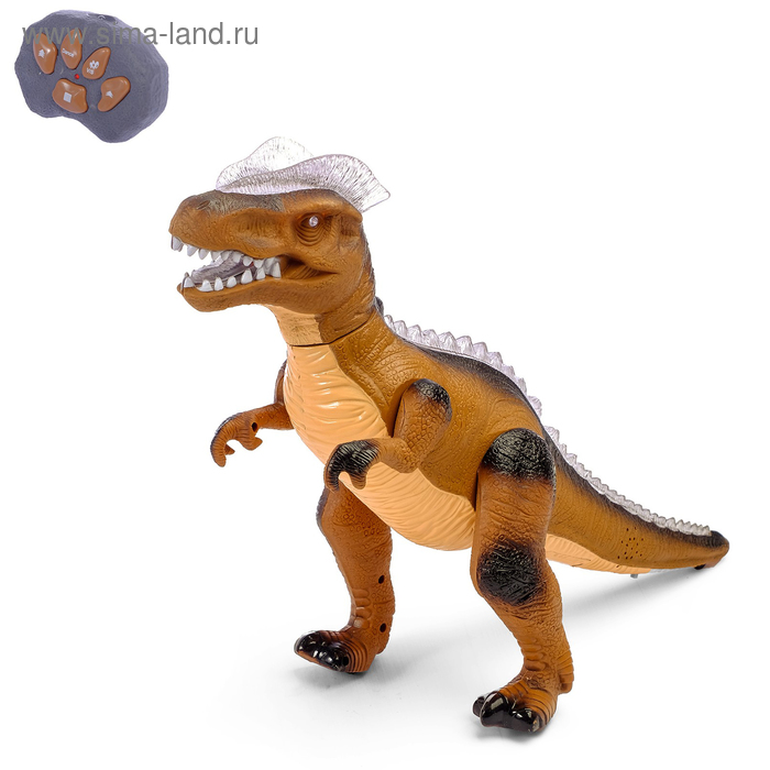 Динозавр радиоуправляемый T-Rex, световые и звуковые эффекты, работает от батареек, цвет коричневый