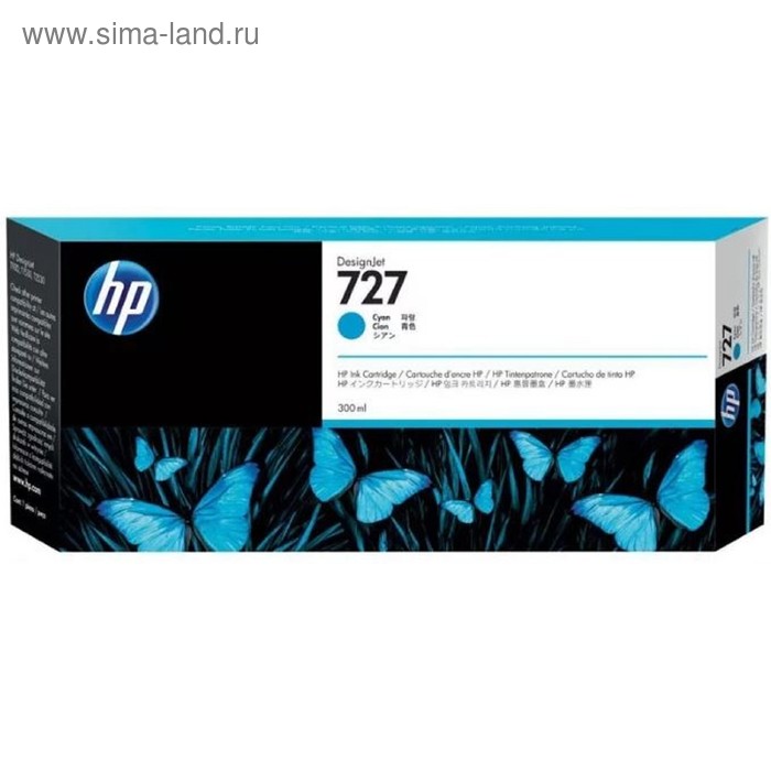 Картридж струйный HP 727 F9J76A голубой для HP DJ T1500/T1530/T2500/T2530/T920/T930 (300мл) 172480