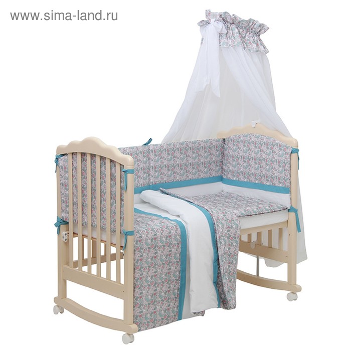 Комплект в кроватку «Последний богатырь», 7 предметов, принцесса, цвет голубой