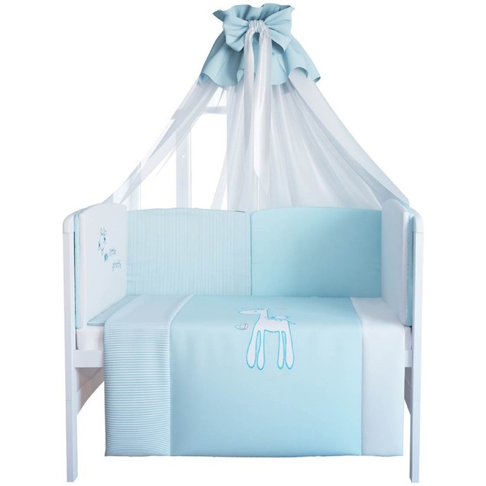 Комплект в кроватку «Жирафик», 7 предметов, цвет голубой